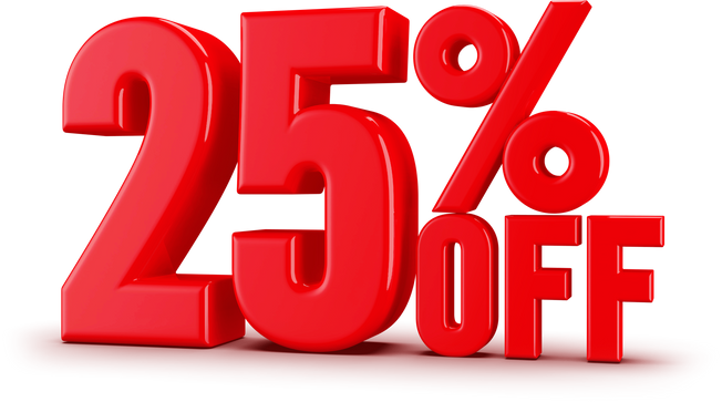 25 Percent Off 3D Number Discount