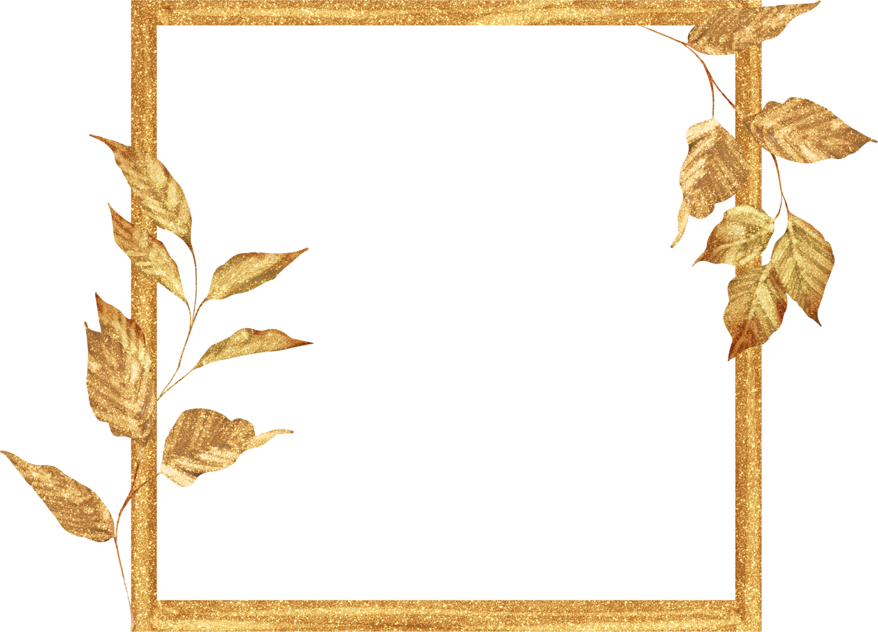 Square Golden Frame with Leaves